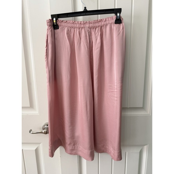 Anthropologie Blush Pink Silky Viscose Palazzo Culotte Pants sz Med Ruffle waist - Picture 3 of 8